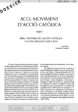 ACO MOVIMENT D’ACCIÓ CATÒLICA – BREU HISTòria de l’Acció catòlica i la seva relació amb l’ACO