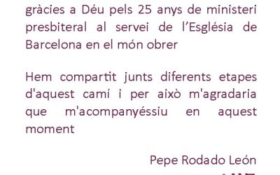 Celebració 25 anys sacerdoci Pepe Rodado: invitació